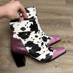 Jeffrey Campbell Two Toned Cow Print Ankle Boots